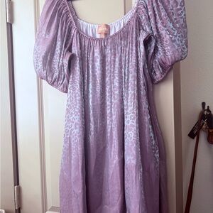 Mumu Lavender Puff-Sleeve Dress